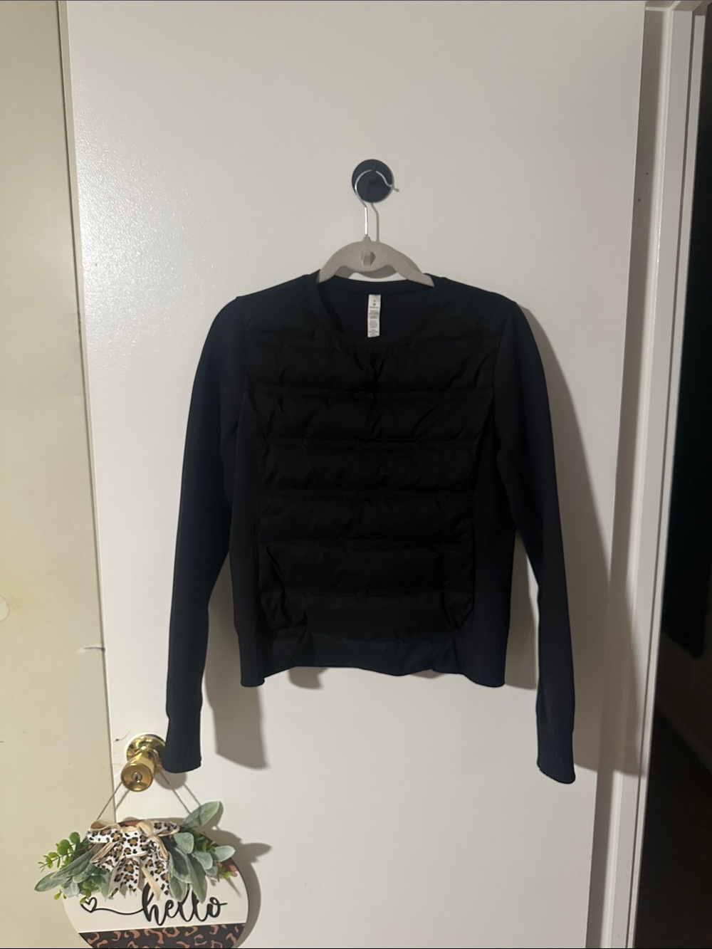 lululemon athletica Black Quilted-Front Long Sleeve Pullover